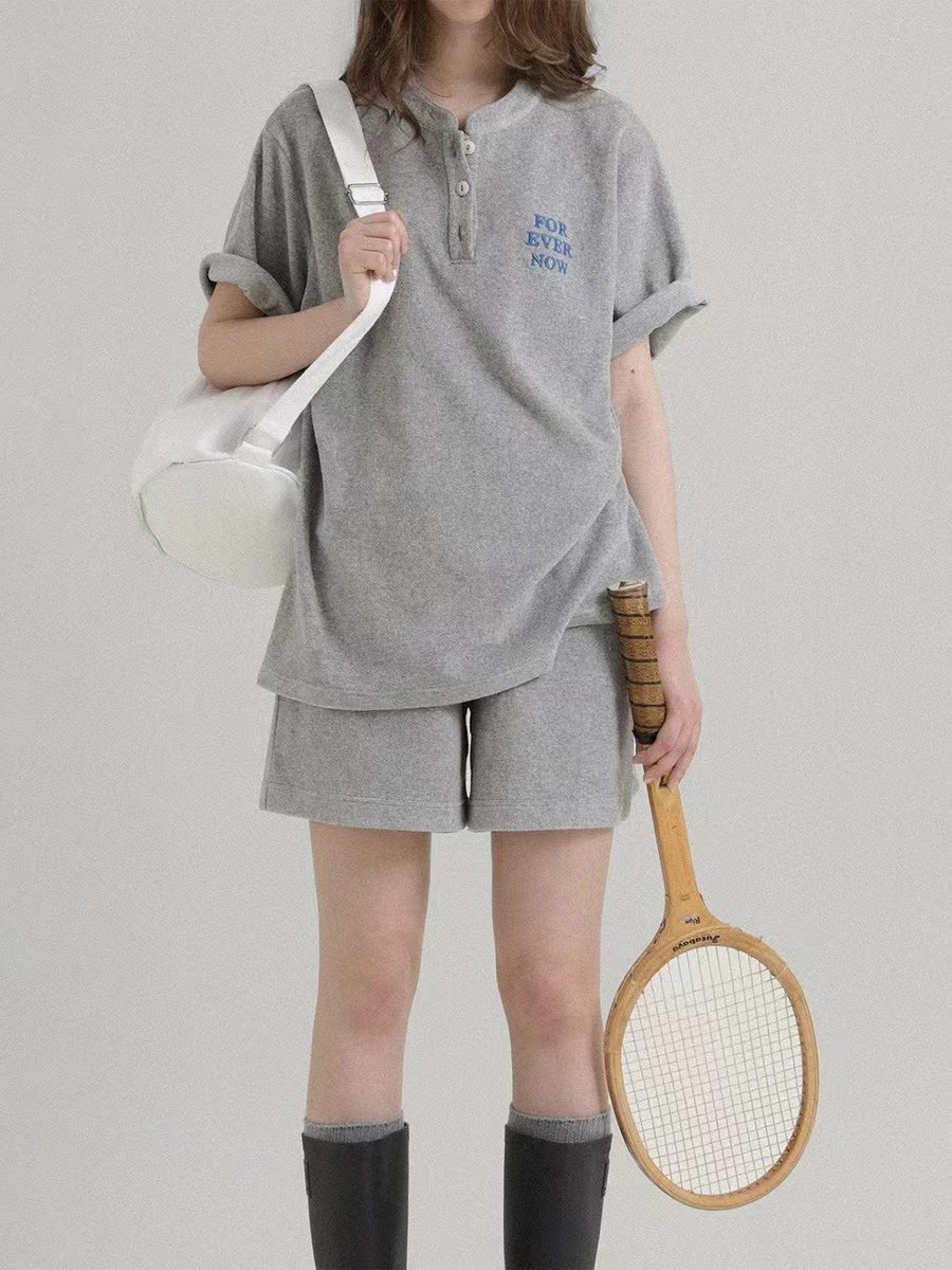 Vintage Embroidered Mandarin Collar Short Sleeve T-shirt - 图片 3