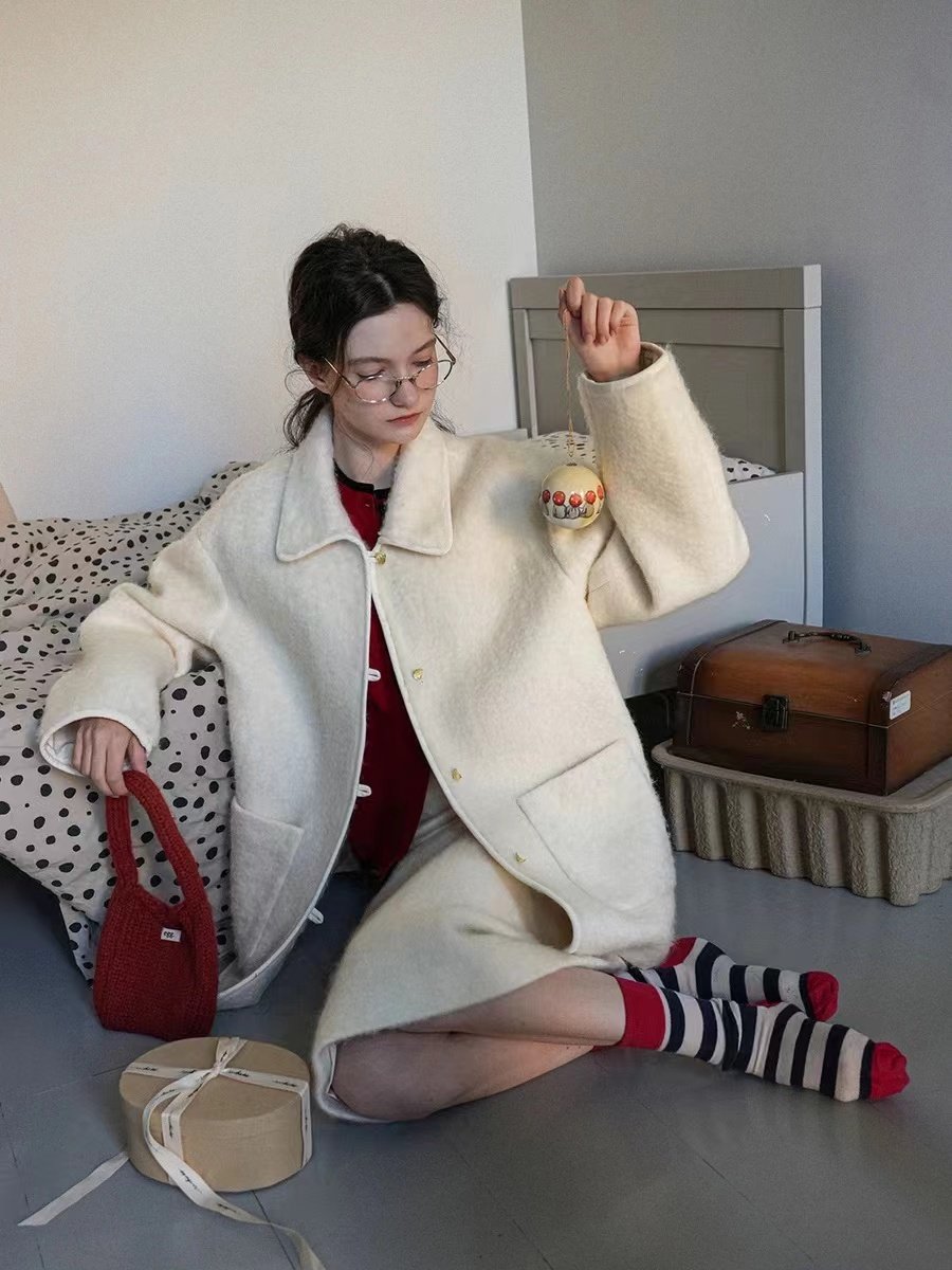 Wool Vintage Notched Lapel Coat - 图片 2