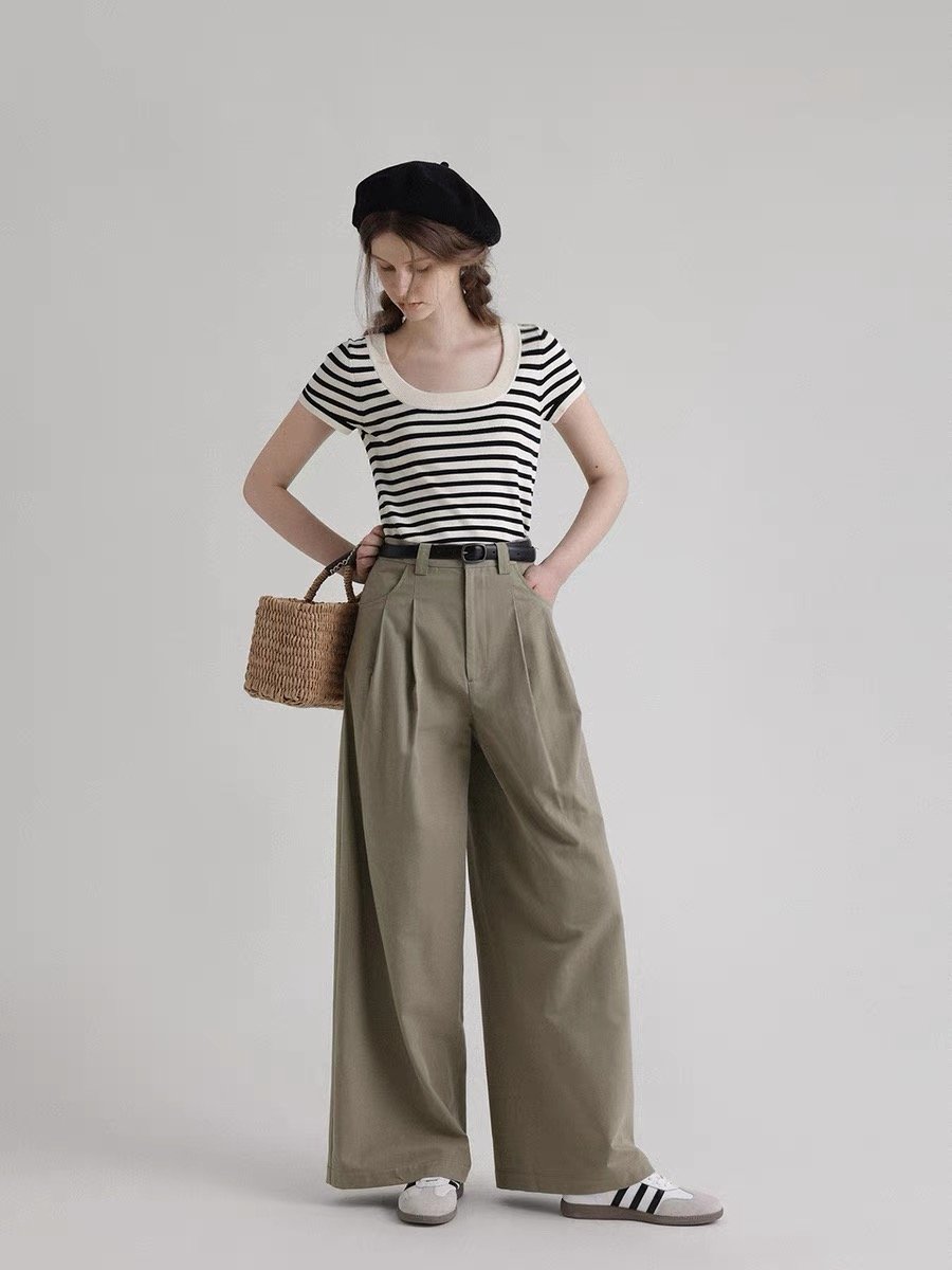 Vintage Pinstripe Wide-Leg Trousers - 图片 4