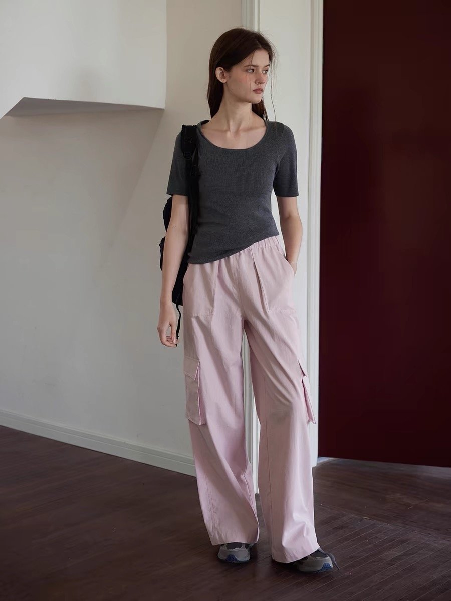 Large Pocket Casual Straight-Leg Pants - 图片 2