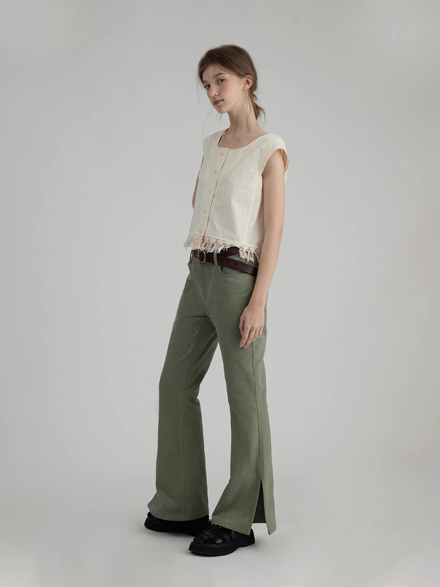 Marble Print Wide-Leg Jeans - 图片 2