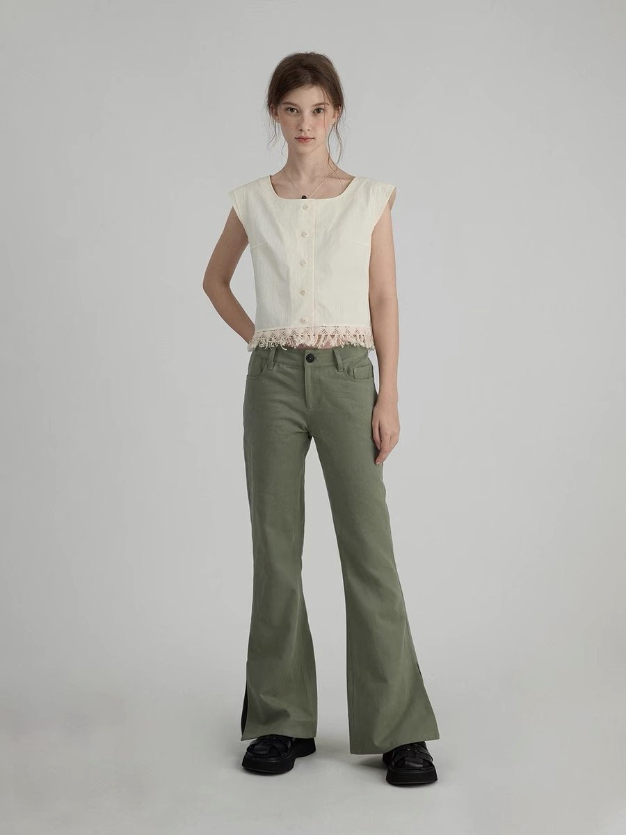 Marble Print Wide-Leg Jeans - 图片 4