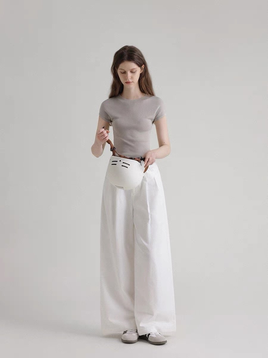 Vintage Pinstripe Wide-Leg Trousers - 图片 2