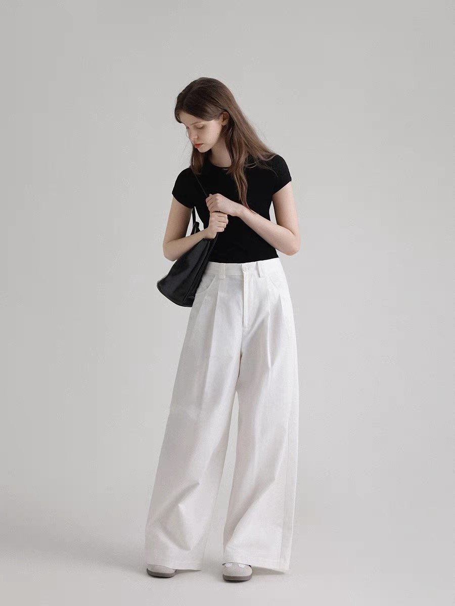 Vintage Pinstripe Wide-Leg Trousers - 图片 3