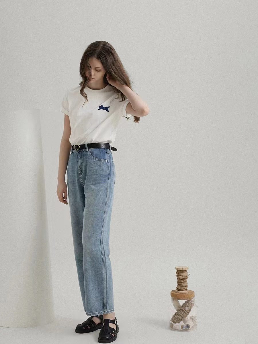 Embroidered Women's Summer Round Neck T-shirt - 图片 2