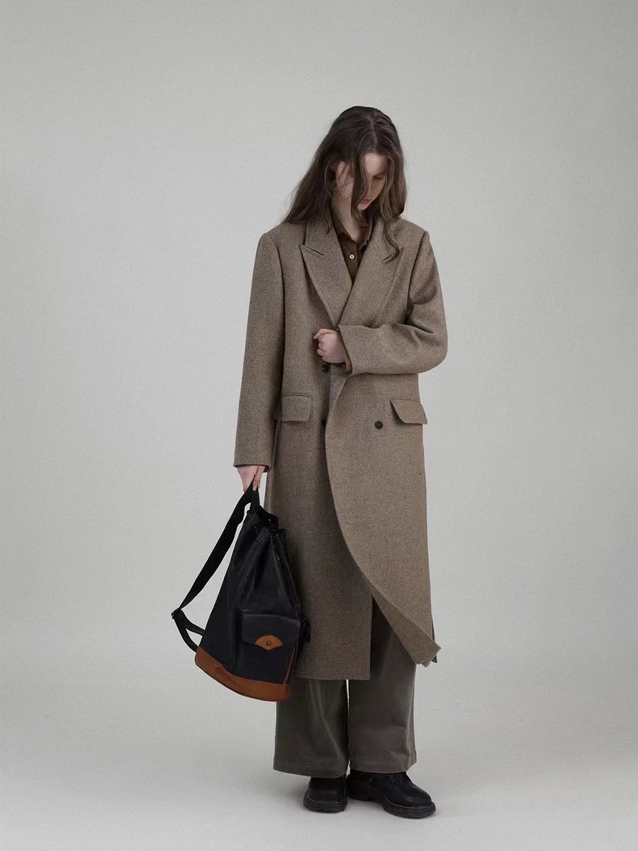 Vintage Slim-Fit Long Coat - 图片 2