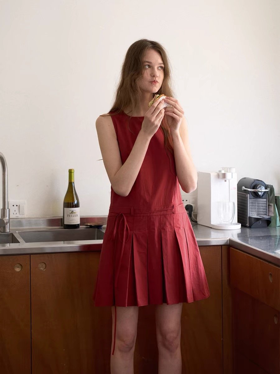 Sleeveless Cinched Waist Dress - 图片 3