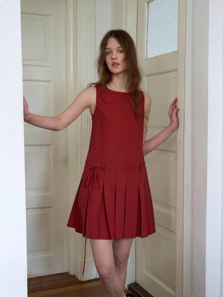 Sleeveless Cinched Waist Dress - 图片 2