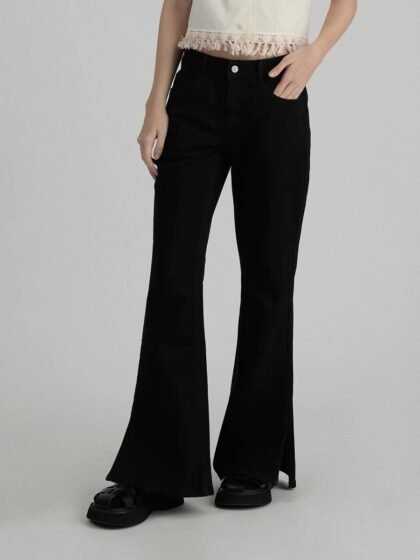 Marble Print Wide-Leg Jeans