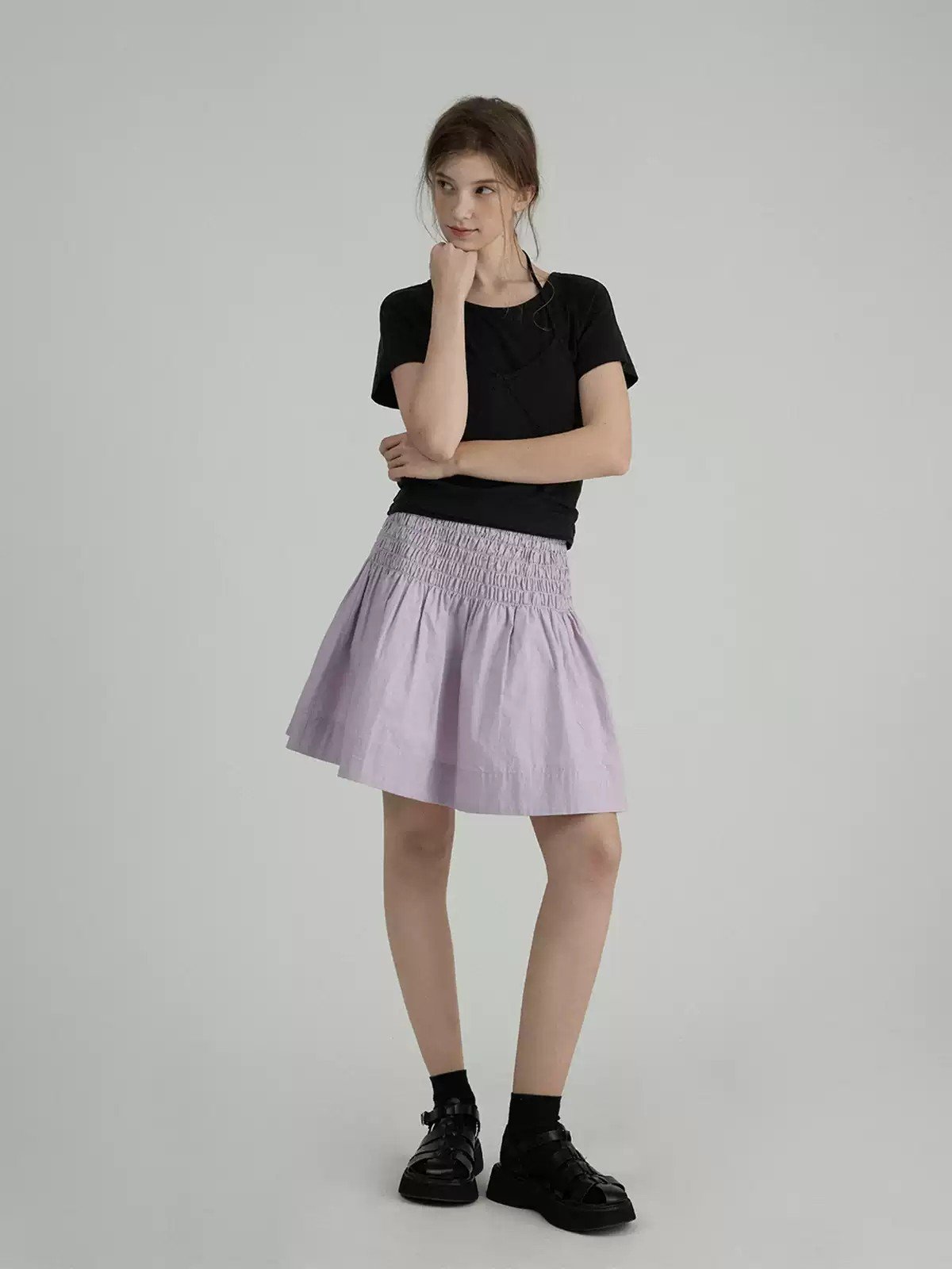 Vintage Smocked A-Line Flare Mini Skirt - 图片 2