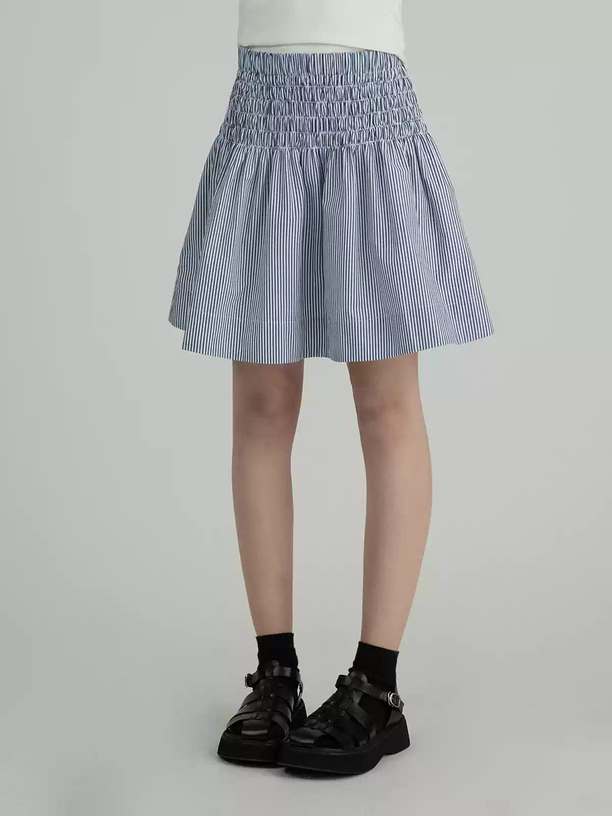Vintage Smocked A-Line Flare Mini Skirt - 图片 5