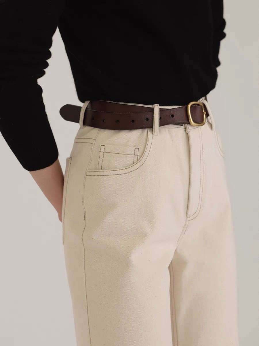Pure Cotton High-Waisted Slim-Fit Jeans - 图片 2