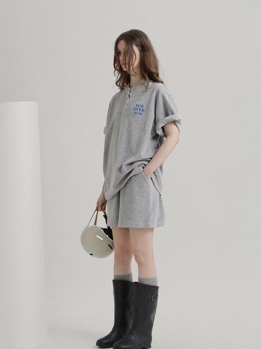 Vintage Embroidered Mandarin Collar Short Sleeve T-shirt - 图片 2