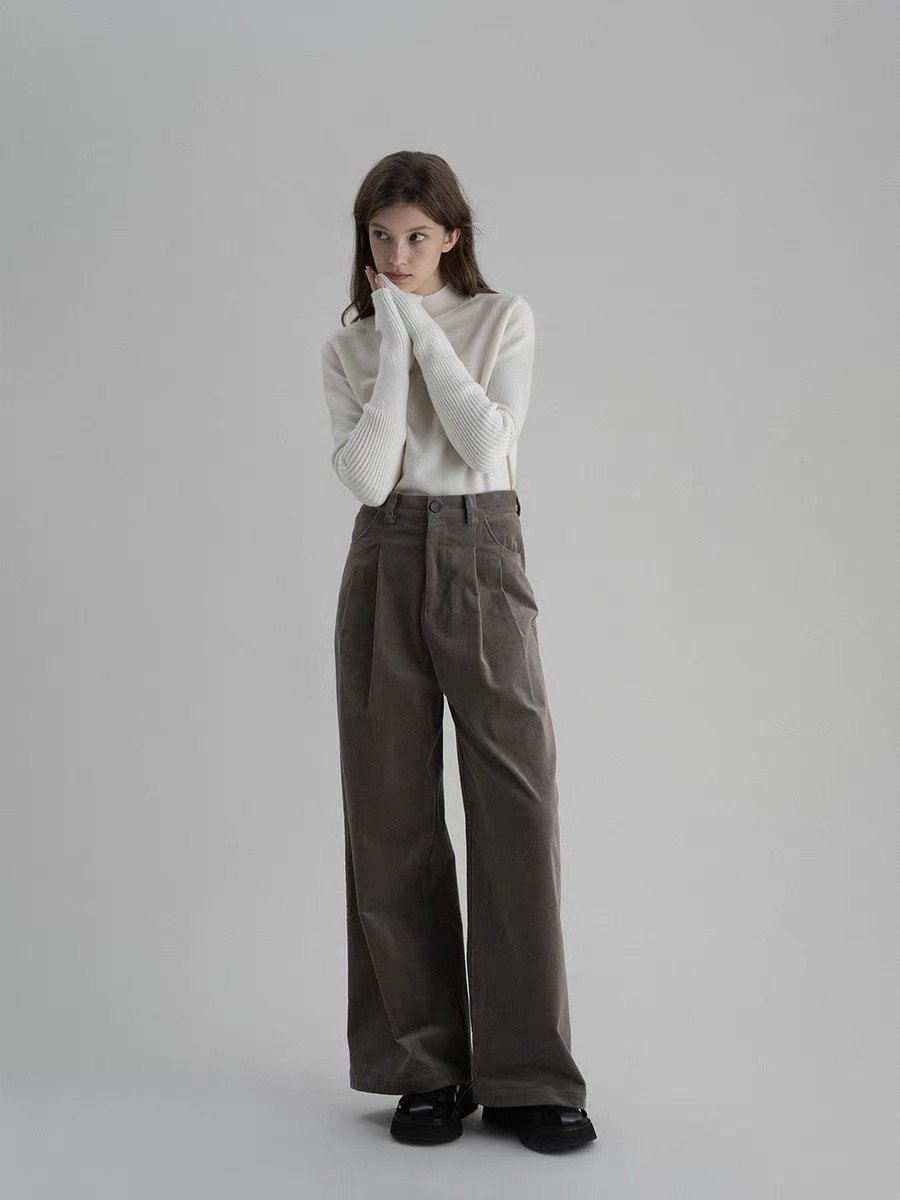 Vintage Corduroy Straight-Leg Casual Pants - 图片 2