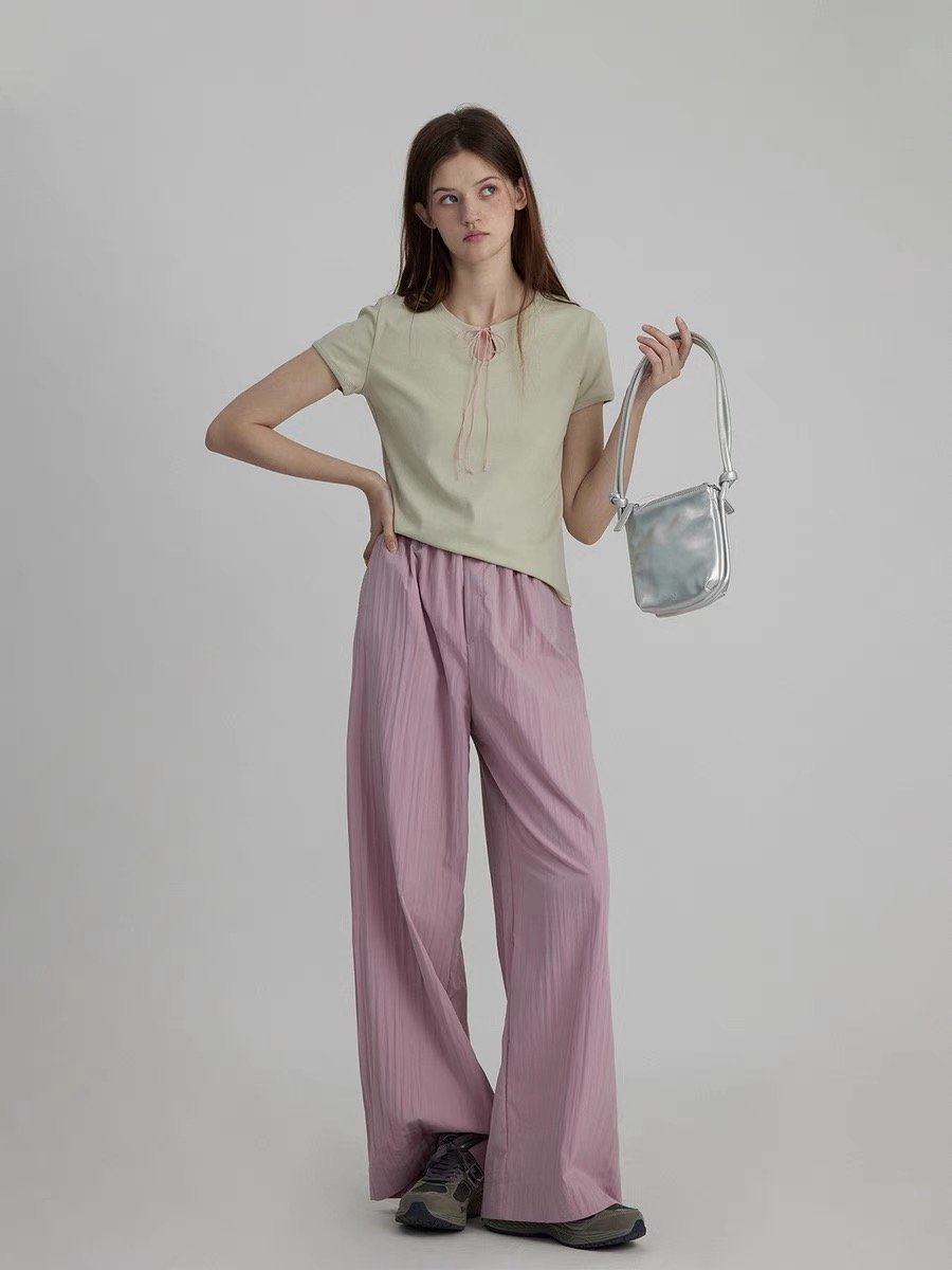 Lightweight Sun-Protective Elastic Waist Straight-Leg Casual Pants - 图片 2