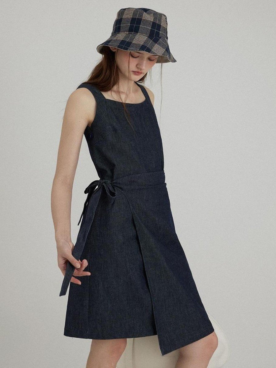 Wrap-Style Reactive Dyed Denim Dress
